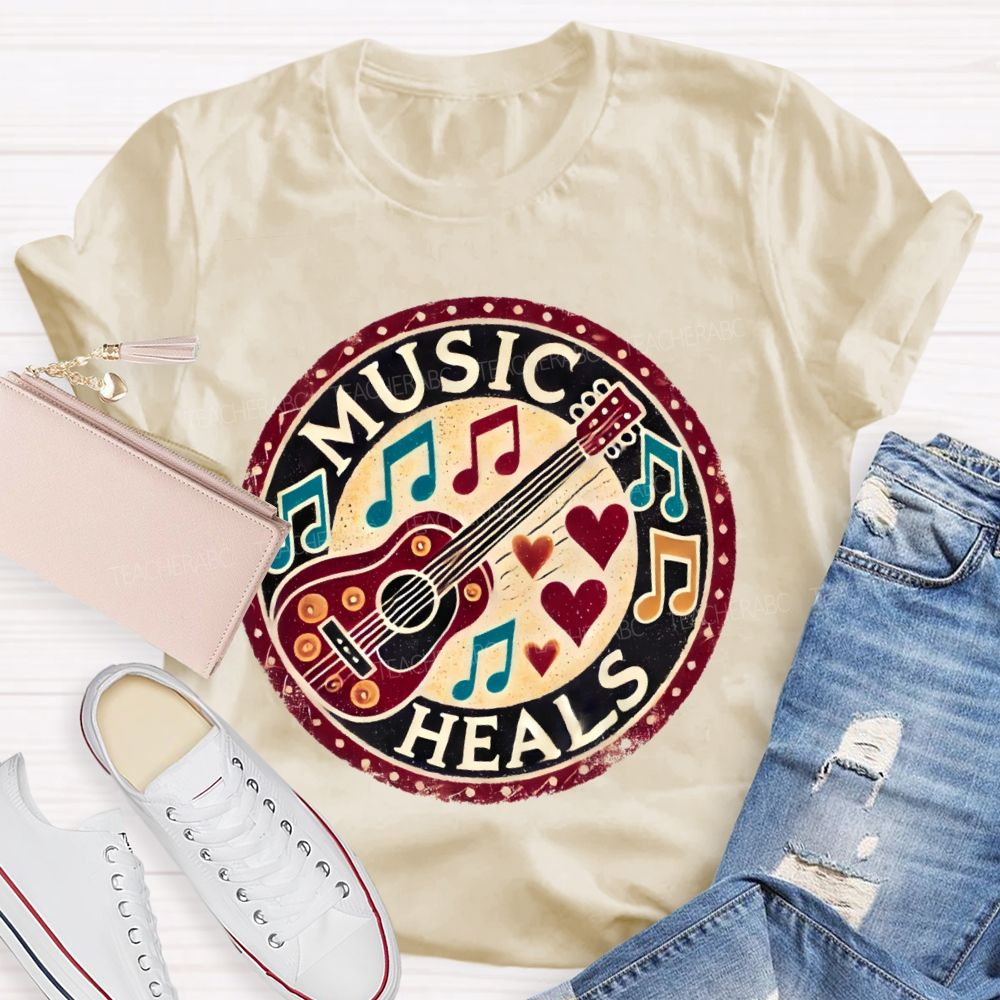 Music Heals  Graphic  Teacher T-shirt