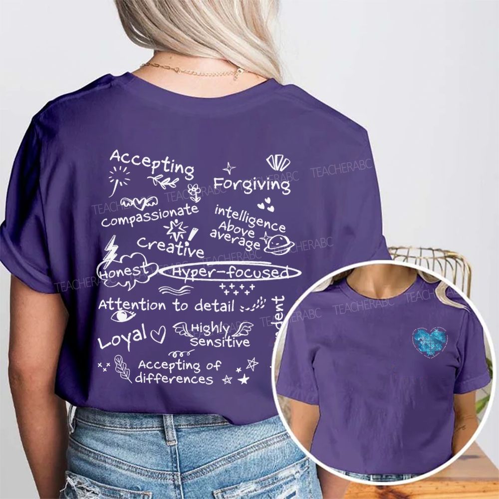 Accepting Forgiving Creative Honest Loyal Attention To Detail Double Printed T-shirt