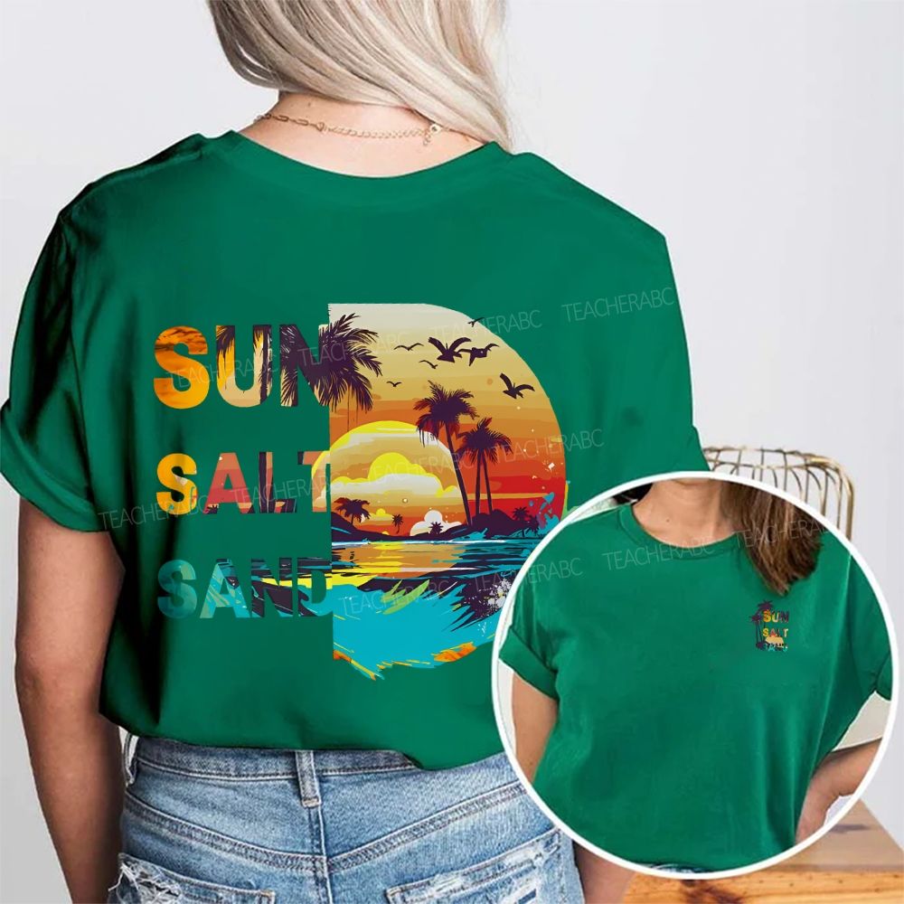 Sun Salt Sand Summer Break Double Printed T-shirt