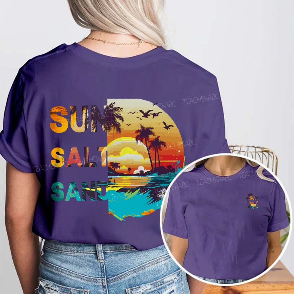 Sun Salt Sand Summer Break Double Printed T-shirt