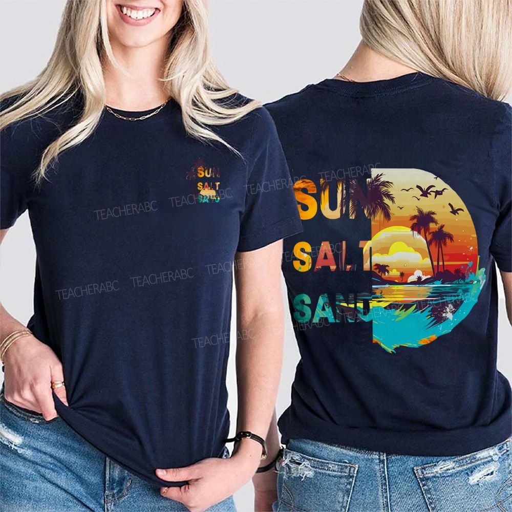 Sun Salt Sand Summer Break Double Printed T-shirt