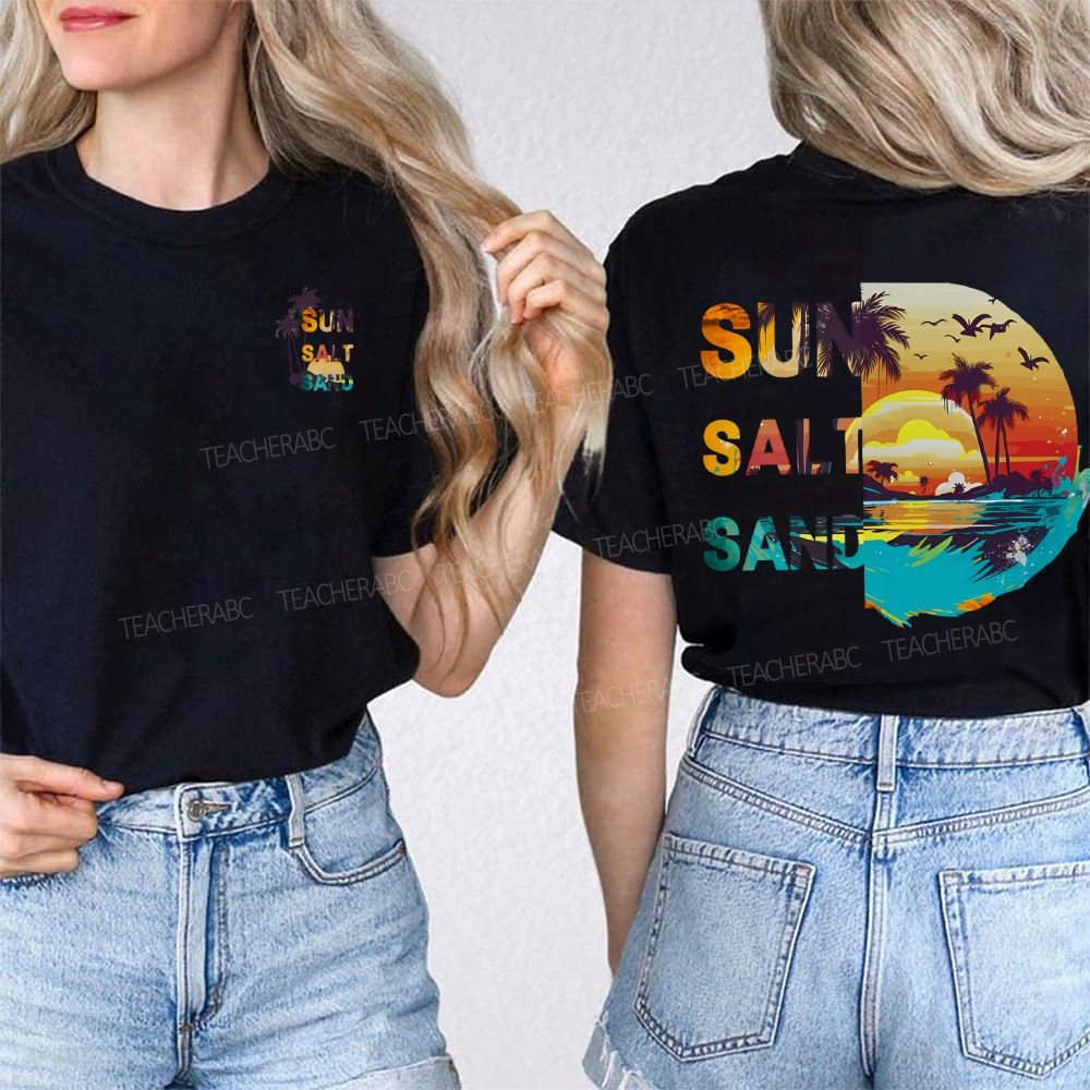Sun Salt Sand Summer Break Double Printed T-shirt