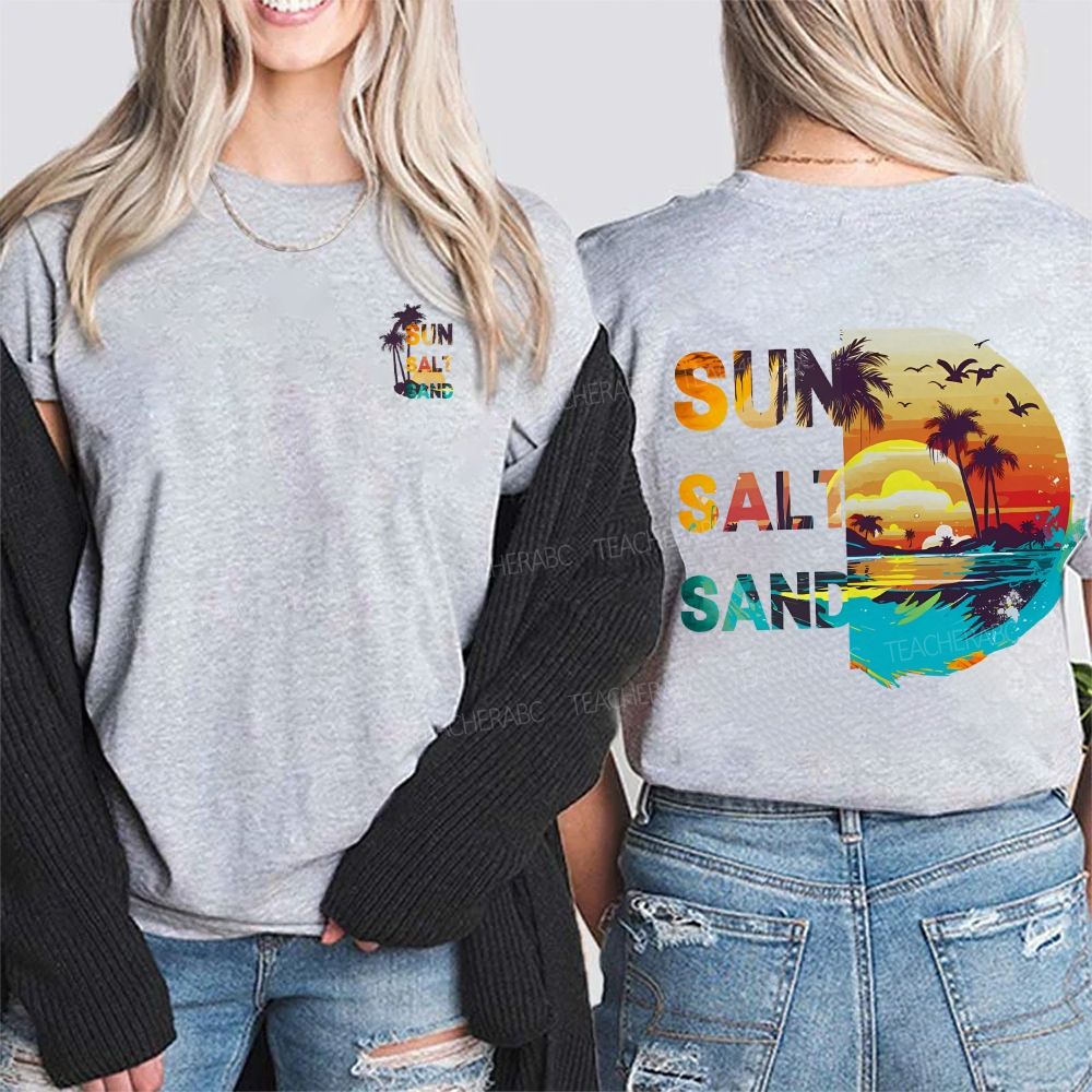 Sun Salt Sand Summer Break Double Printed T-shirt