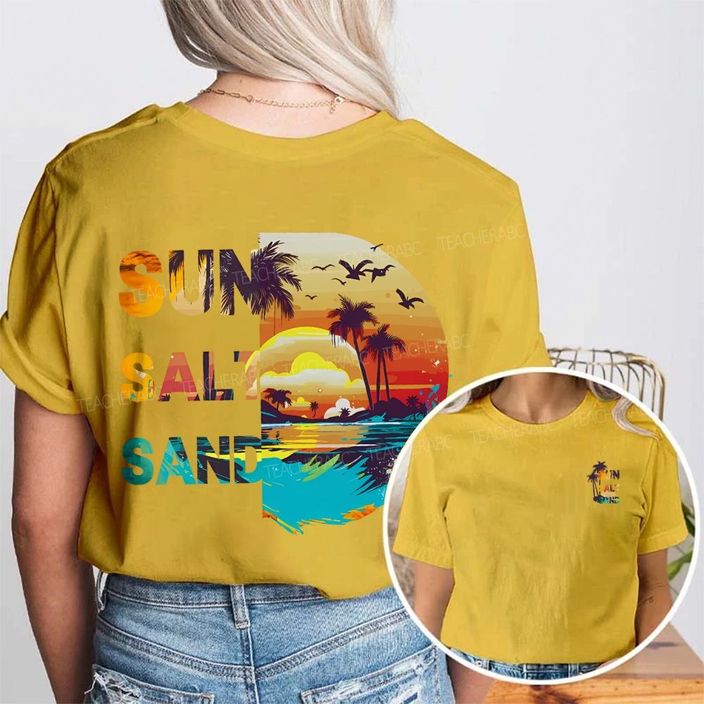 Sun Salt Sand Summer Break Double Printed T-shirt