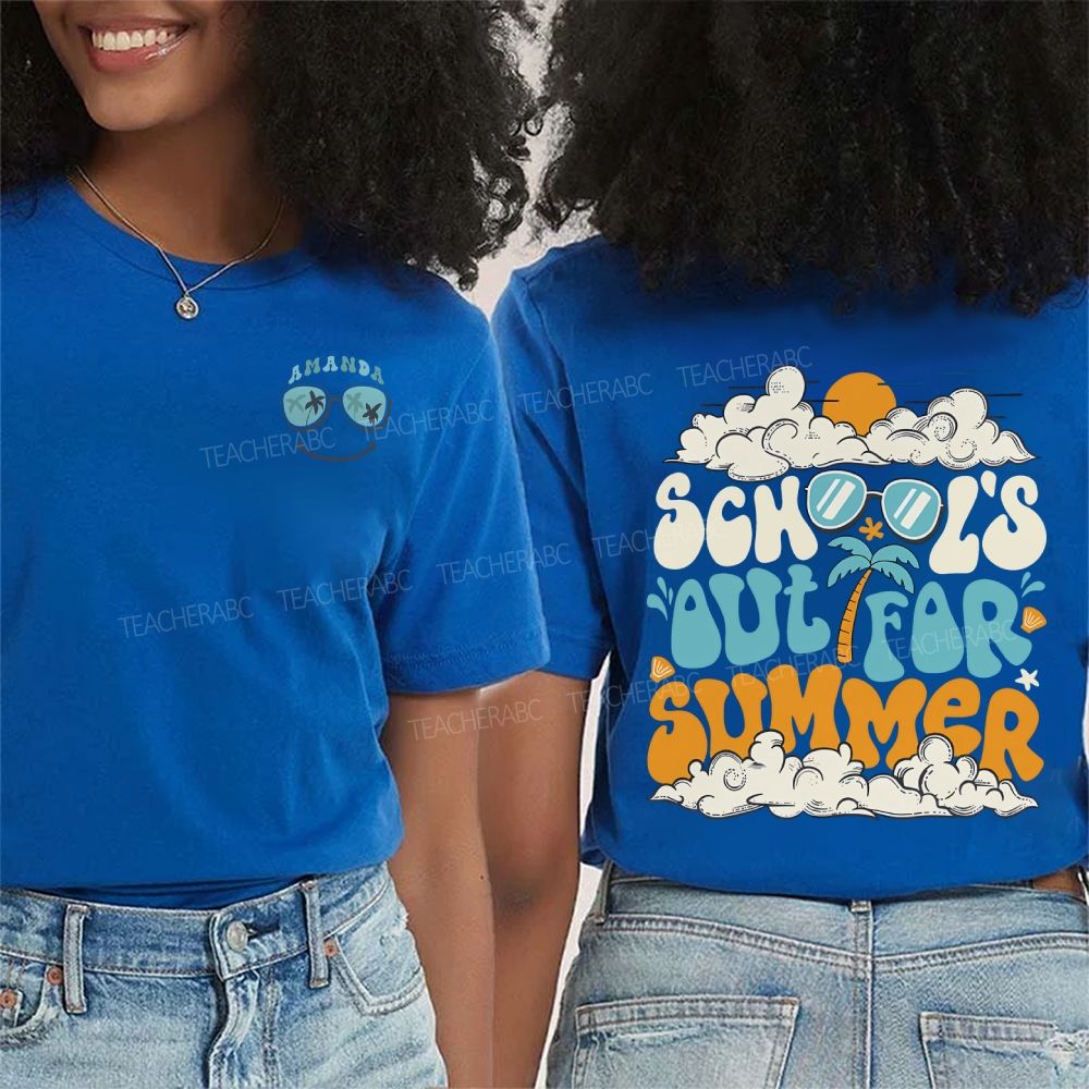 Personalized Name School'S Out For Summer Double Printed T-shirt