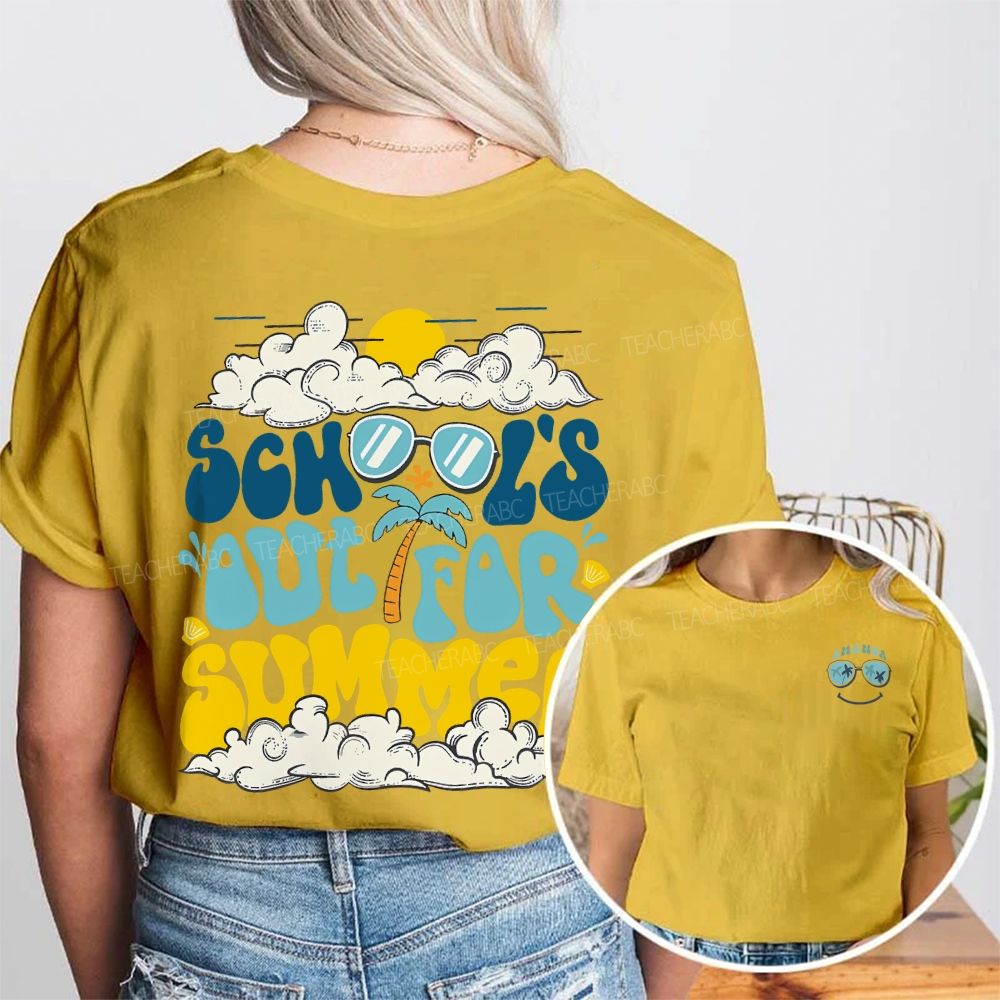 Personalized Name School'S Out For Summer Double Printed T-shirt