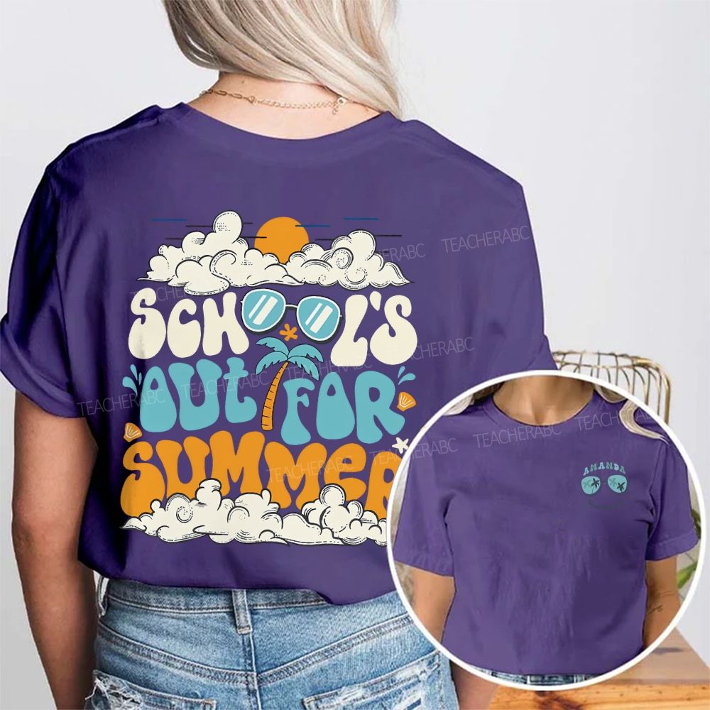 Personalized Name School'S Out For Summer Double Printed T-shirt