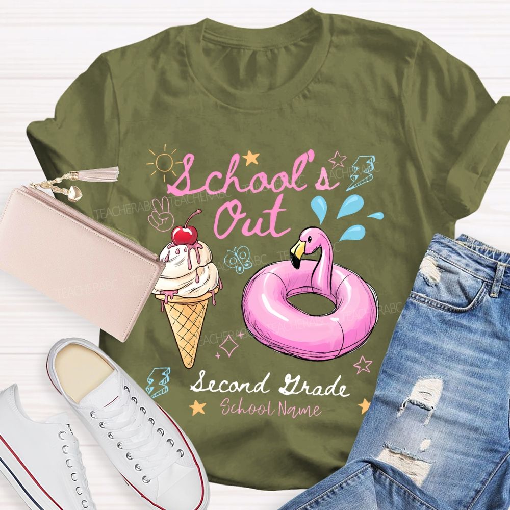 Personalized Grade And School Name  School's Out  Teacher T-shirt
