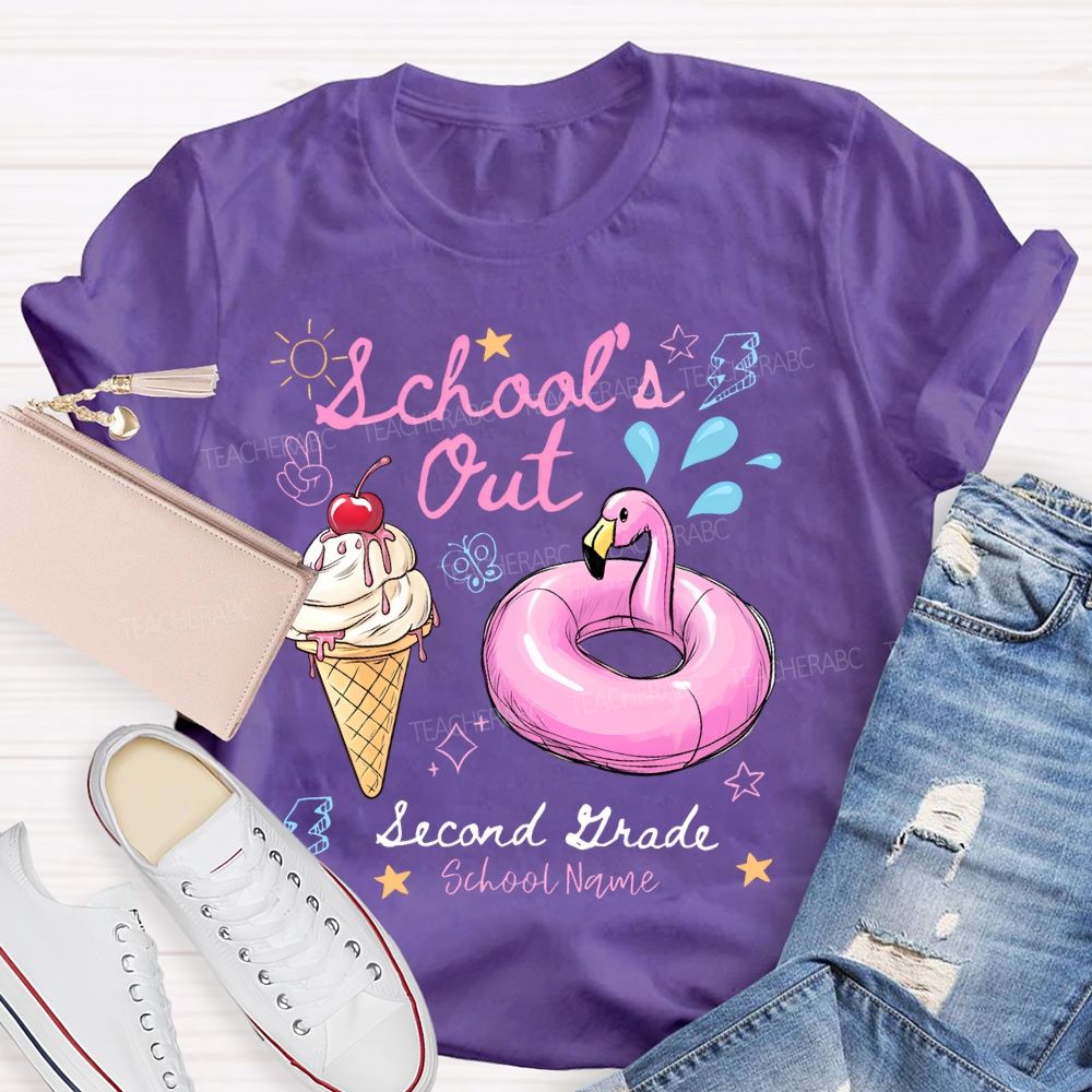 Personalized Grade And School Name  School's Out  Teacher T-shirt