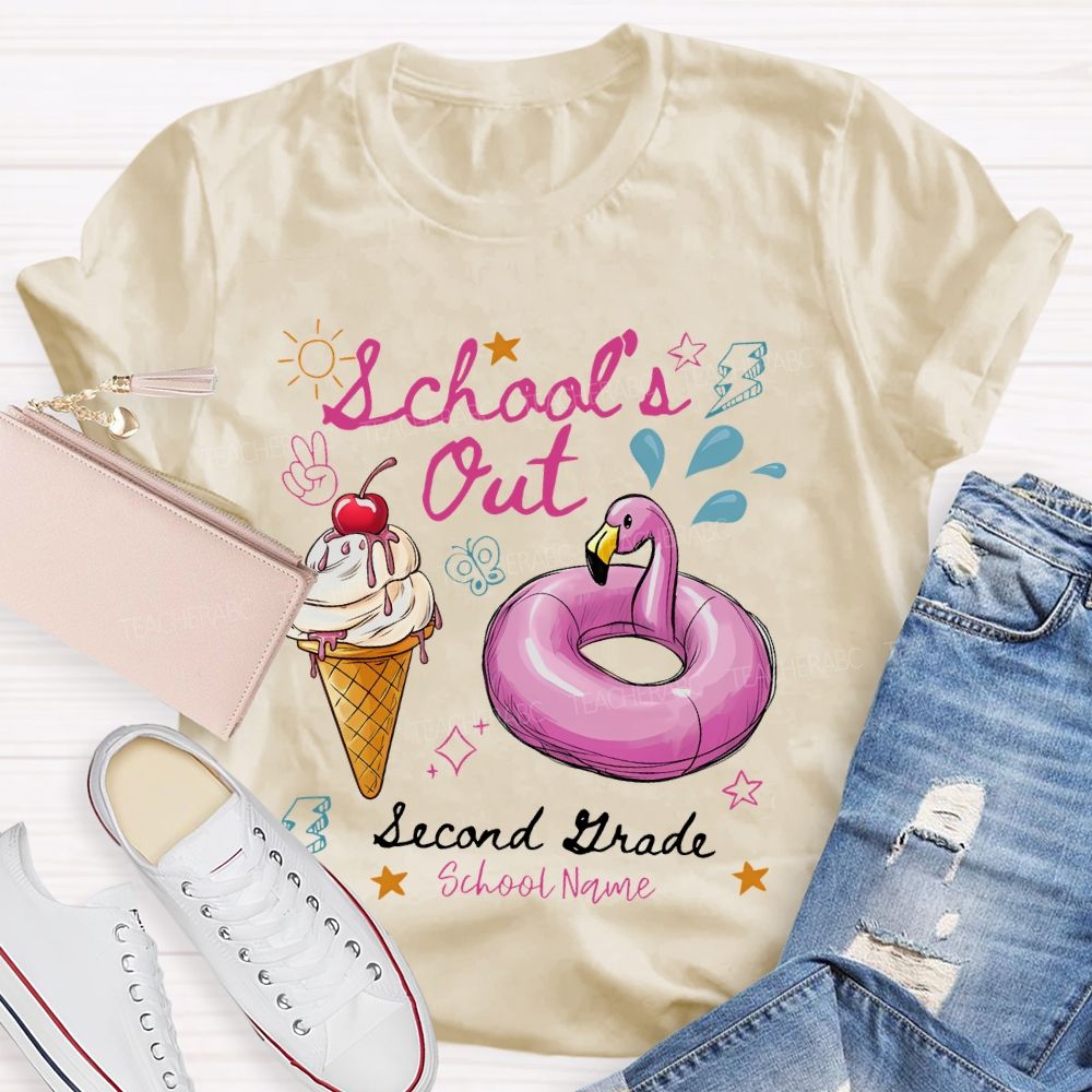 Personalized Grade And School Name  School's Out  Teacher T-shirt