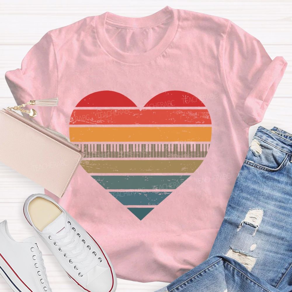 Piano keys Heart  Teacher T-shirt