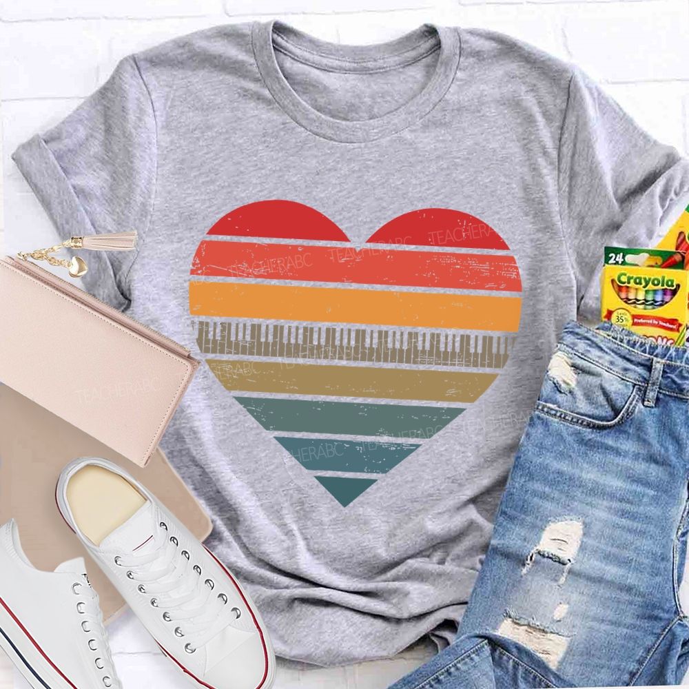 Piano keys Heart  Teacher T-shirt