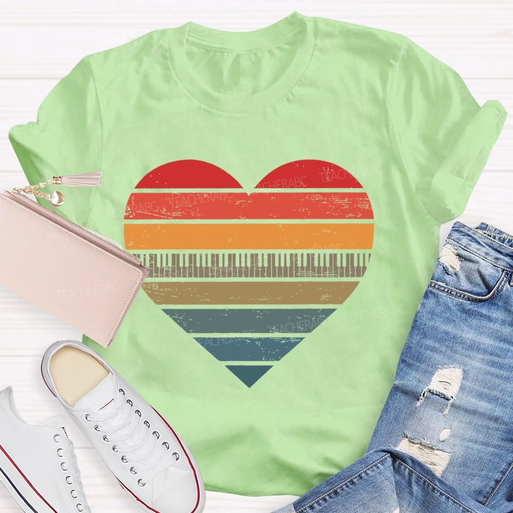 Piano keys Heart  Teacher T-shirt