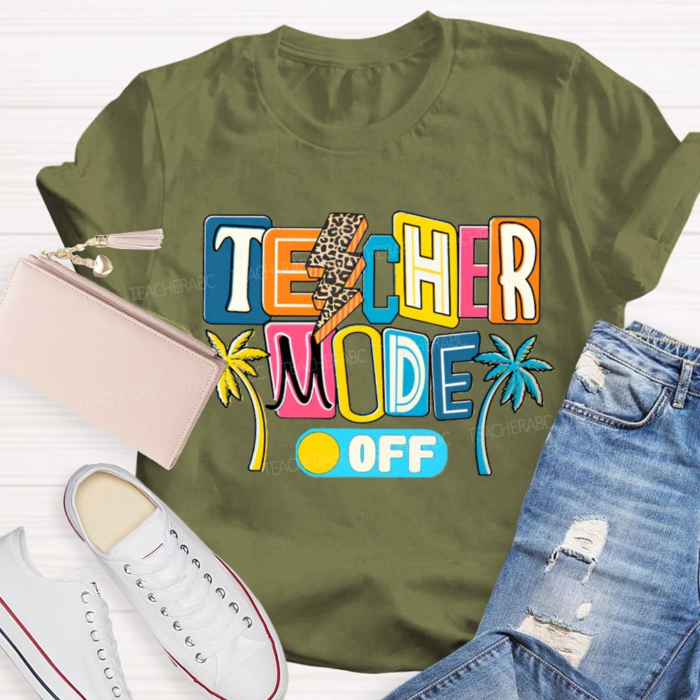 Teacher Mode Off Leopard-Print Lightning Teacher T-shirt