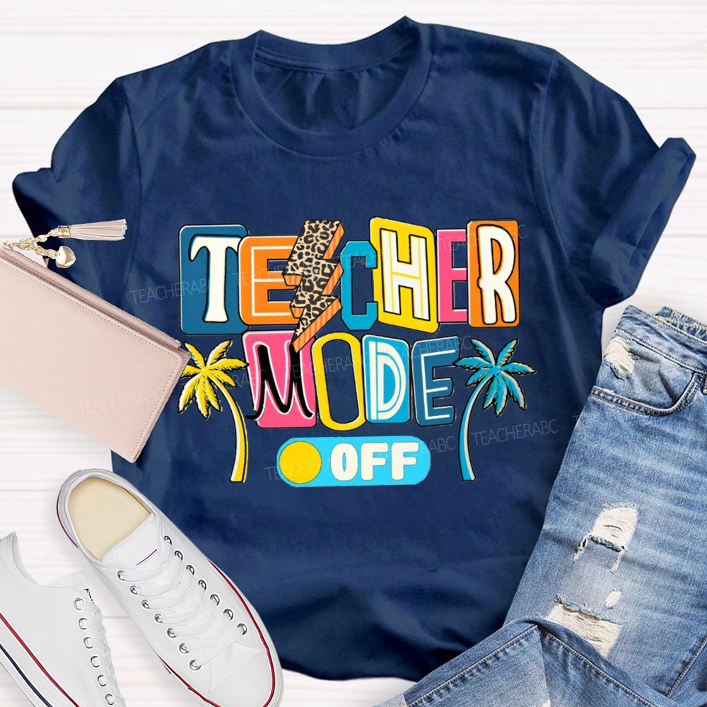 Teacher Mode Off Leopard-Print Lightning Teacher T-shirt