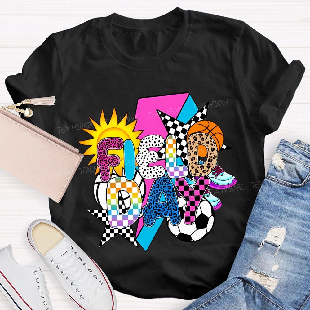 Field Day Spheres And The Sun Teacher T-shirt