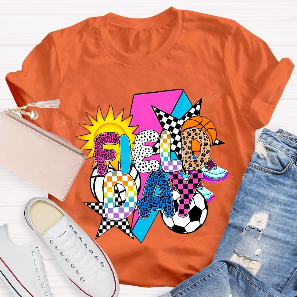 Field Day Spheres And The Sun Teacher T-shirt