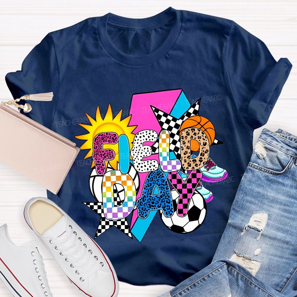 Field Day Spheres And The Sun Teacher T-shirt