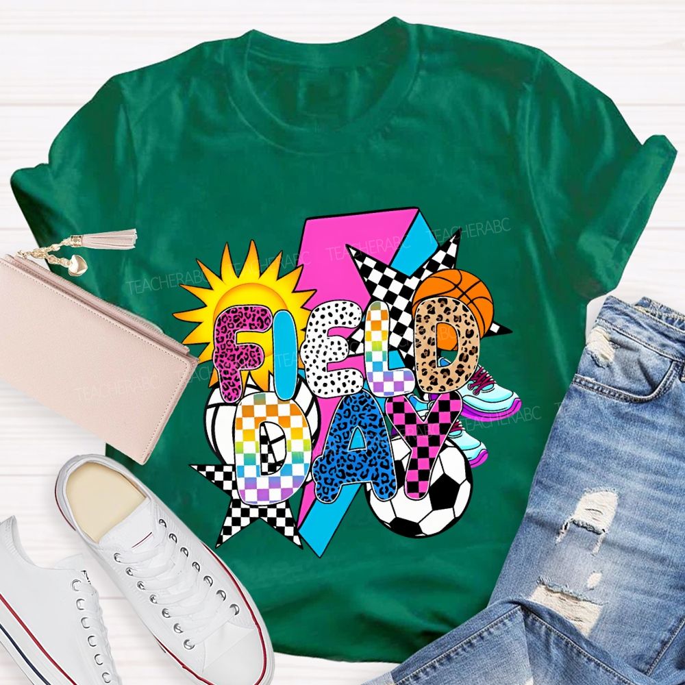 Field Day Spheres And The Sun Teacher T-shirt