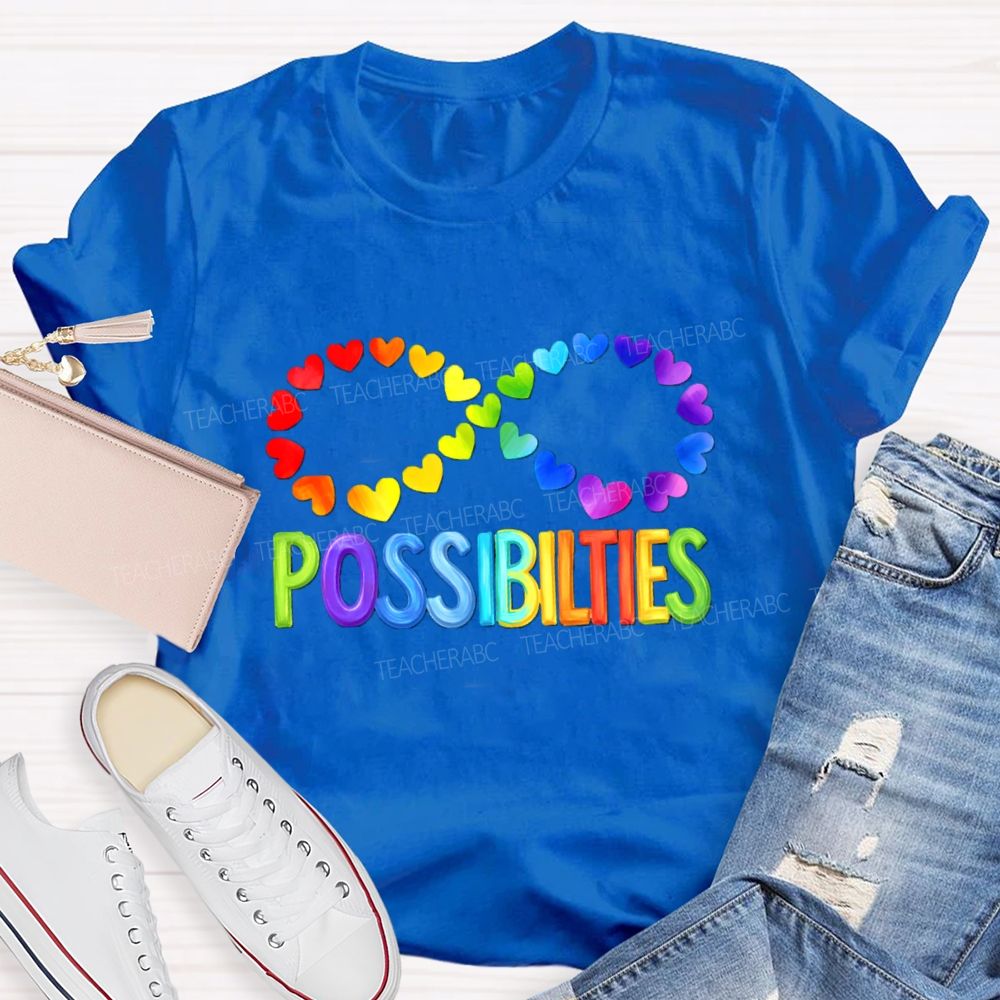 Colorful Heart Support Possibilities Teacher T-shirt
