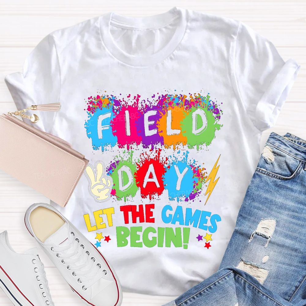 Field Day Let The Games Begin Color Blocks Teacher T-Shirt