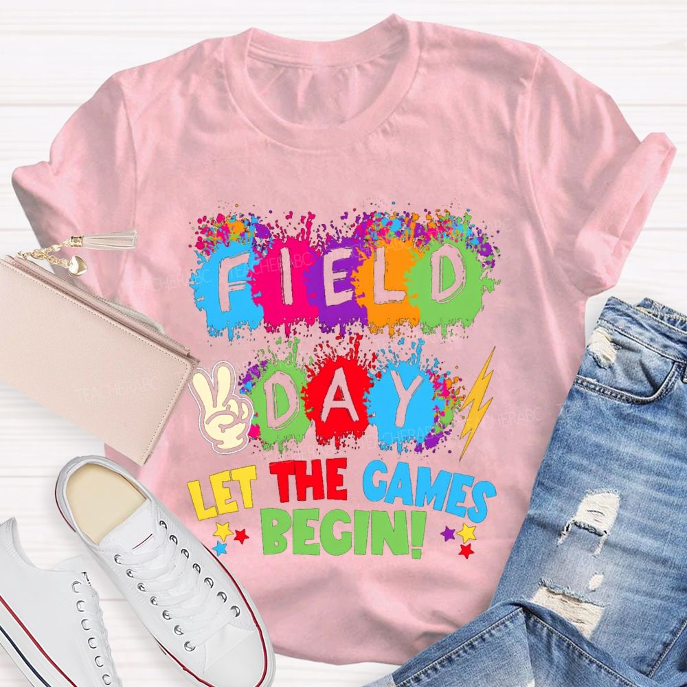 Field Day Let The Games Begin Color Blocks Teacher T-Shirt