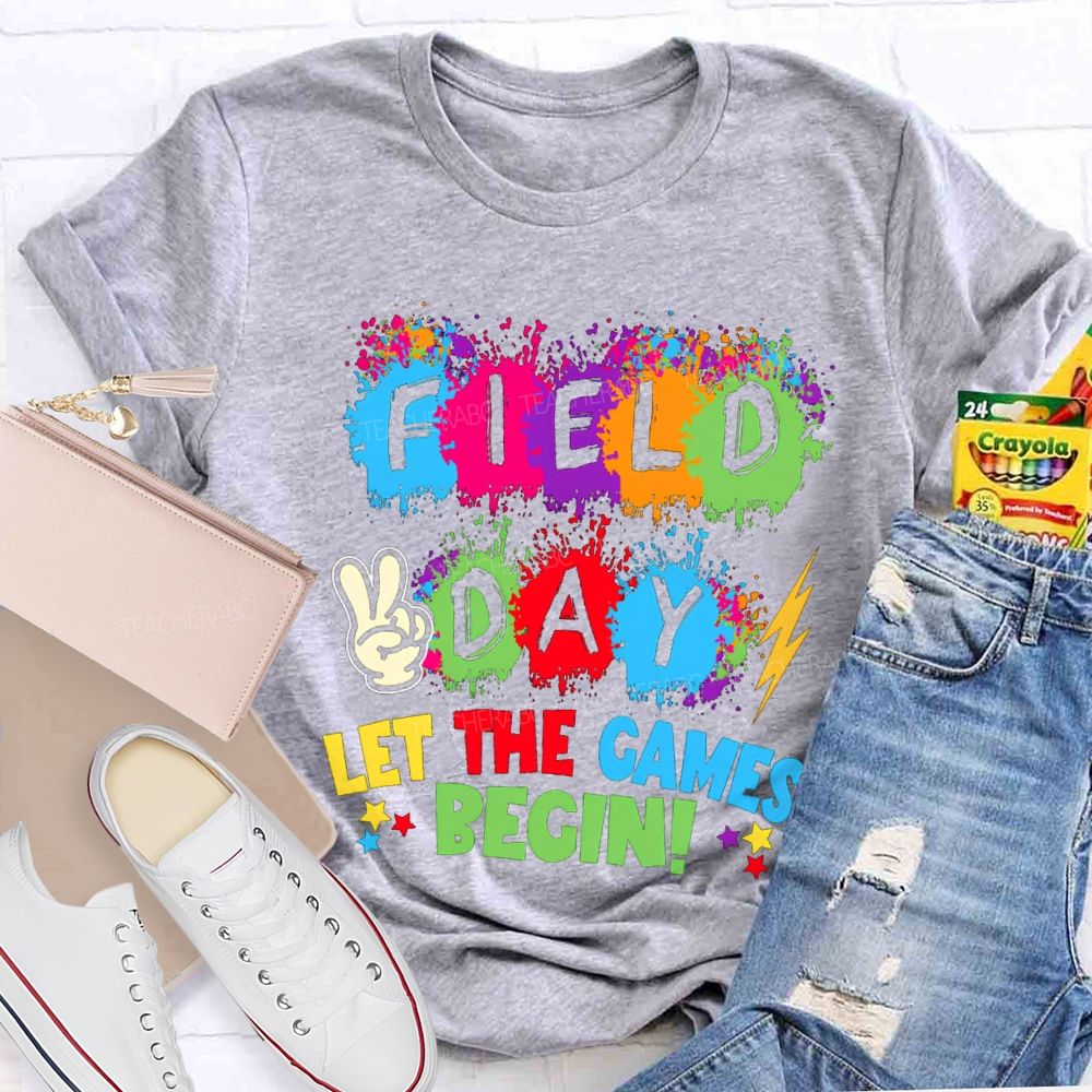 Field Day Let The Games Begin Color Blocks Teacher T-Shirt