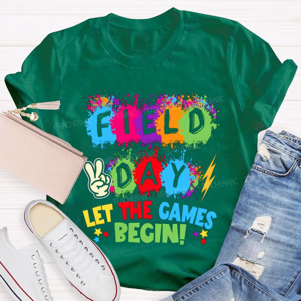 Field Day Let The Games Begin Color Blocks Teacher T-Shirt