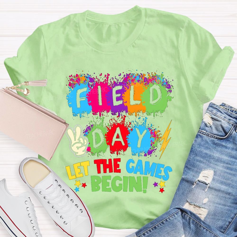Field Day Let The Games Begin Color Blocks Teacher T-Shirt