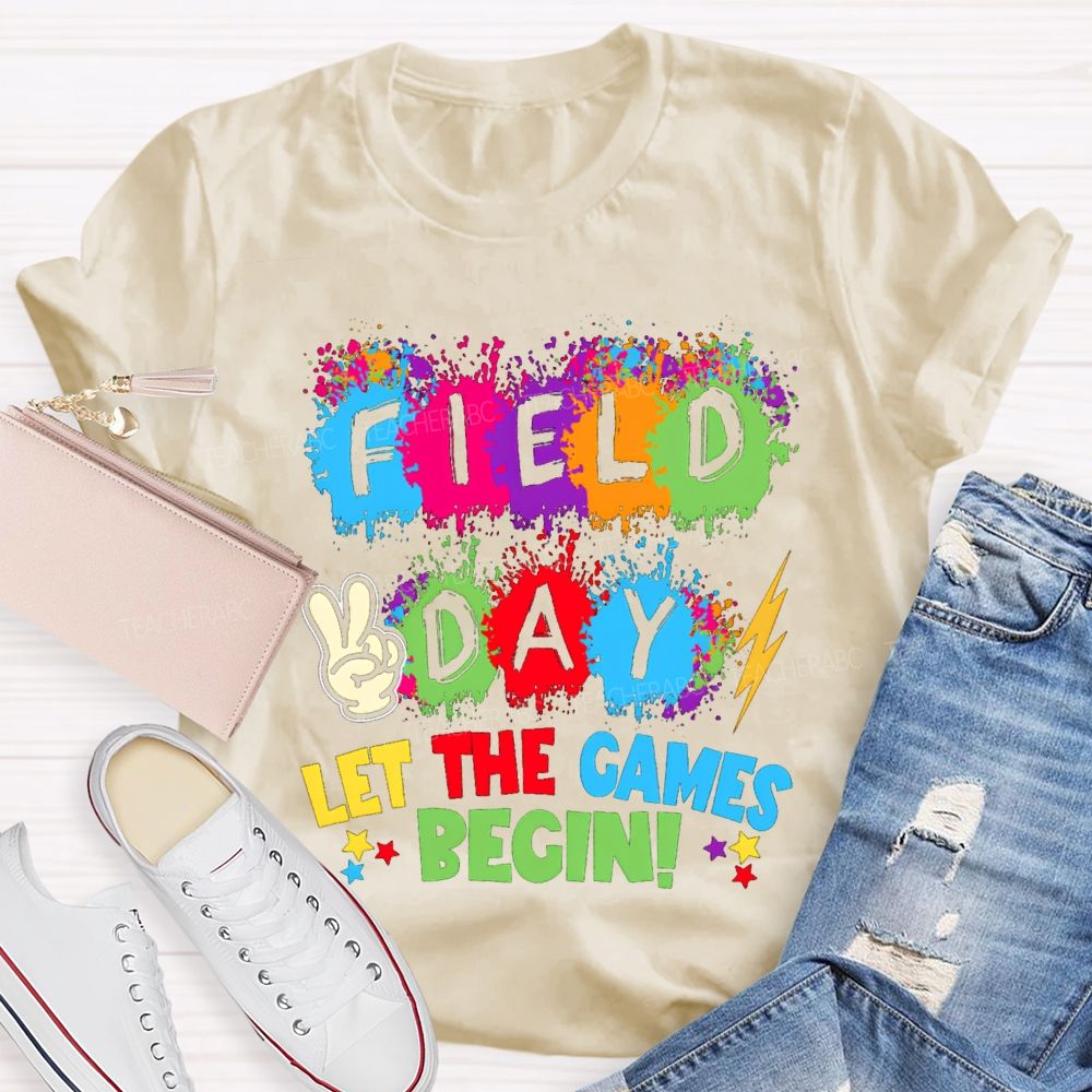 Field Day Let The Games Begin Color Blocks Teacher T-Shirt