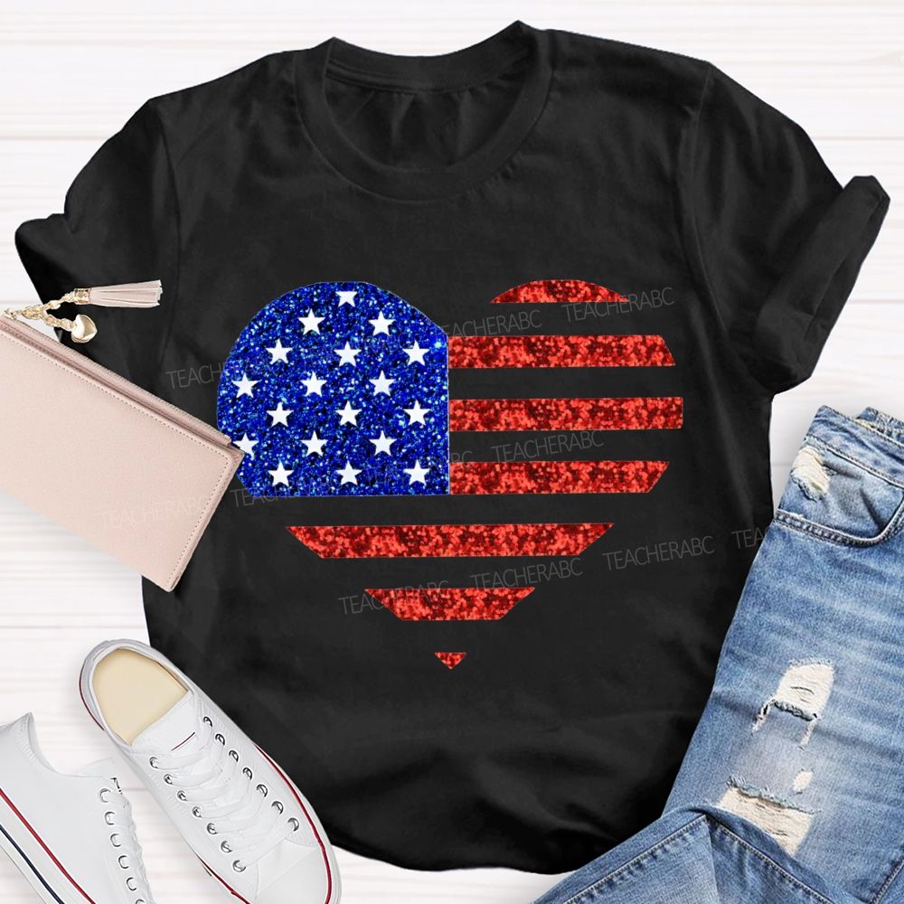 Strip Star Fag Heart Teacher T-Shirt