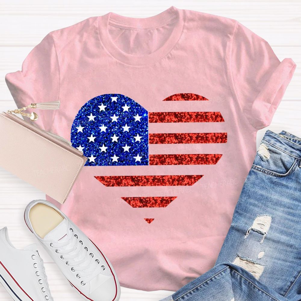 Strip Star Fag Heart Teacher T-Shirt
