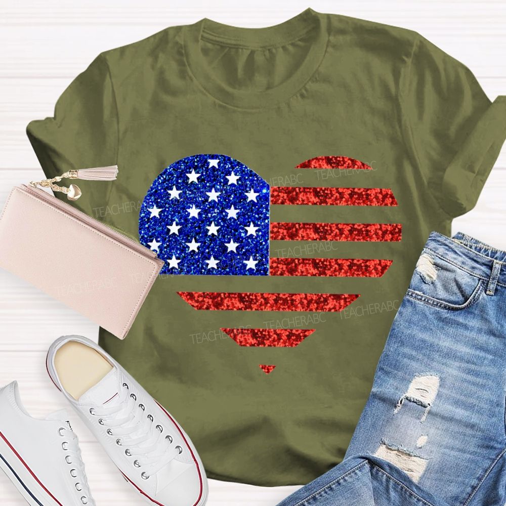Strip Star Fag Heart Teacher T-Shirt