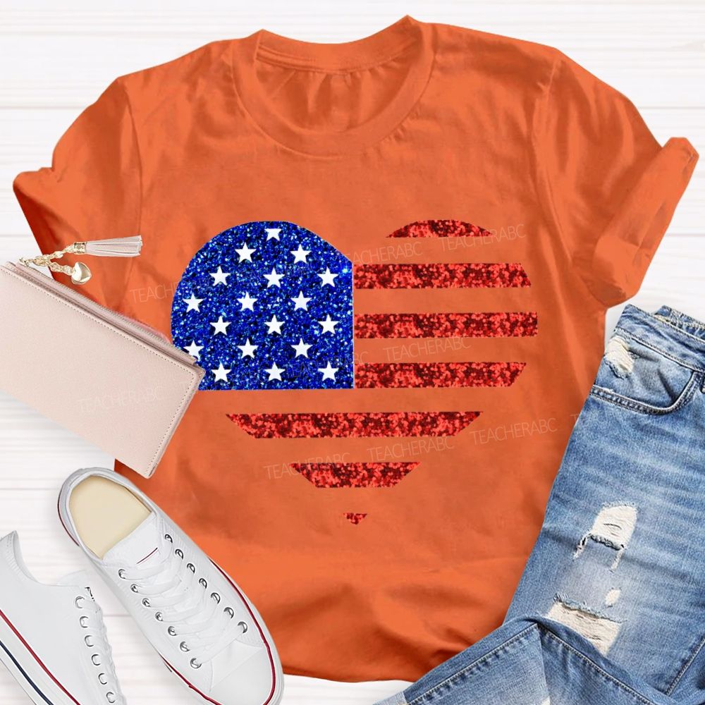 Strip Star Fag Heart Teacher T-Shirt