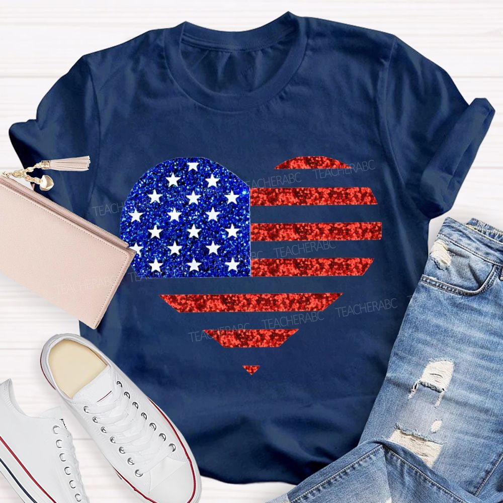 Strip Star Fag Heart Teacher T-Shirt