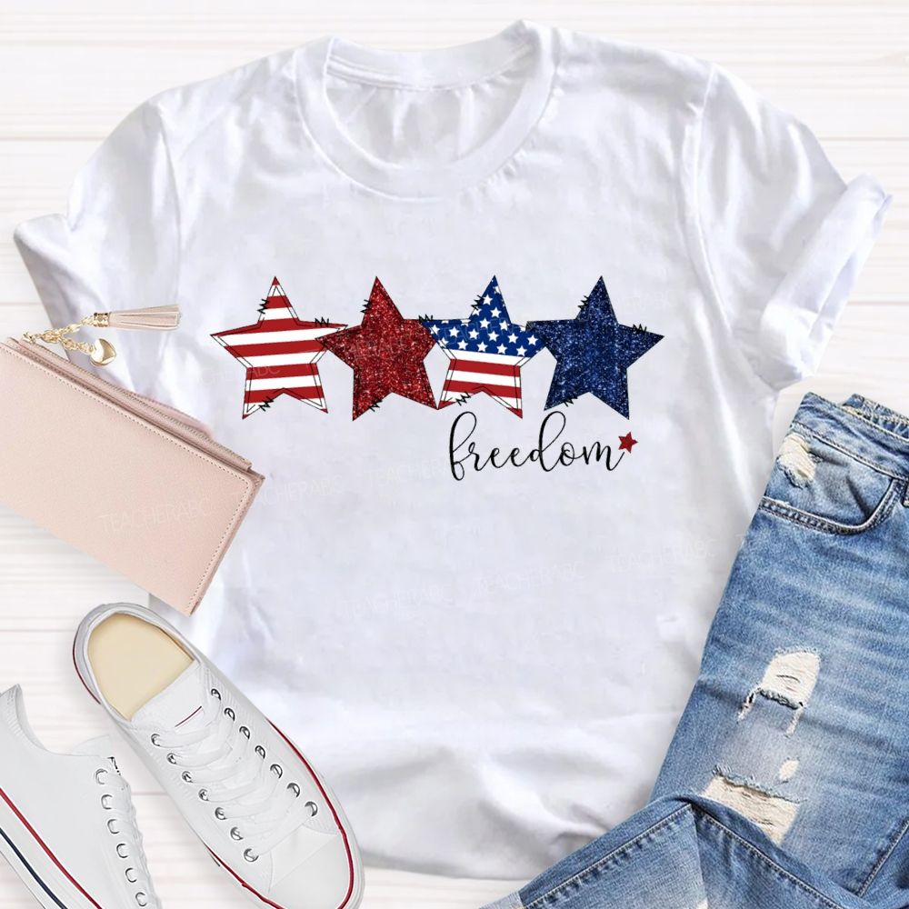 Strip Star Freedom Teacher T-shirt