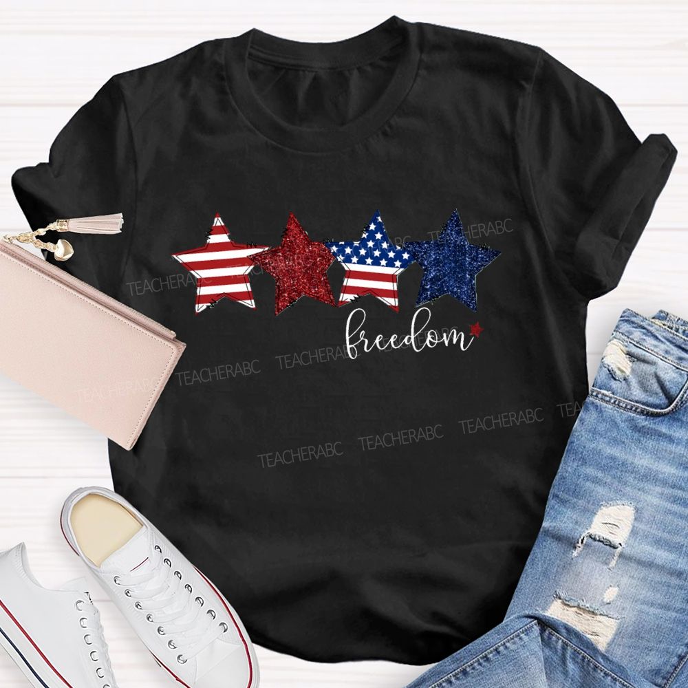 Strip Star Freedom Teacher T-shirt