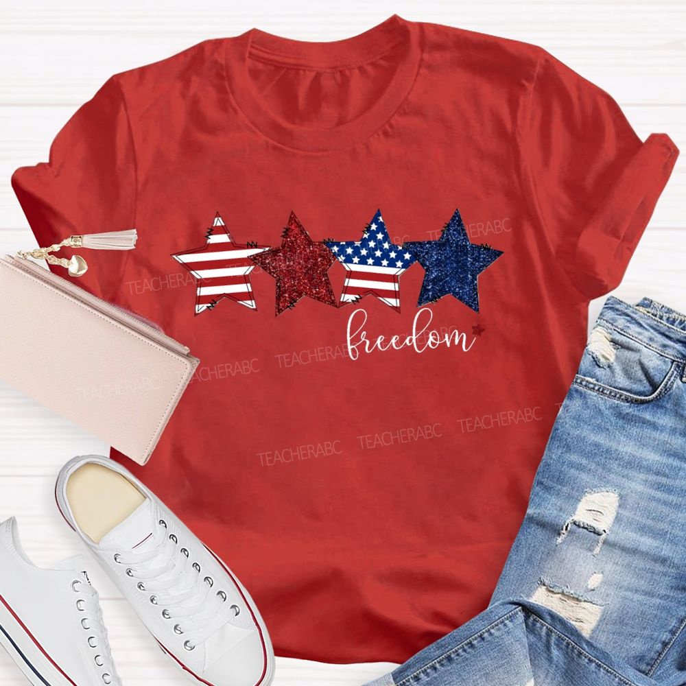 Strip Star Freedom Teacher T-shirt