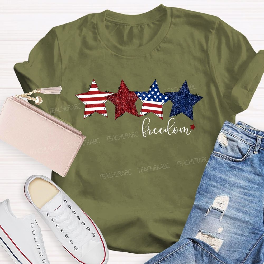 Strip Star Freedom Teacher T-shirt