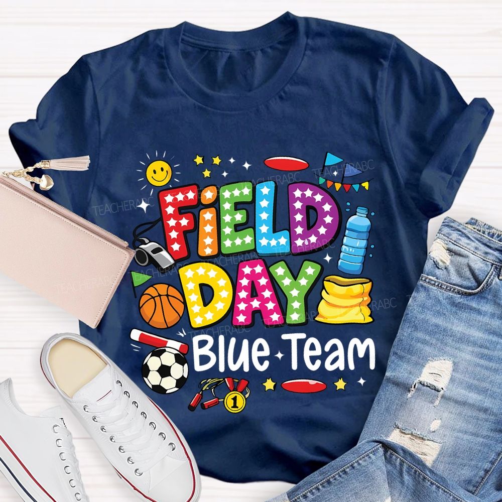 Personalized Team Name Field Day Various Ball Games Teacher T-shirt