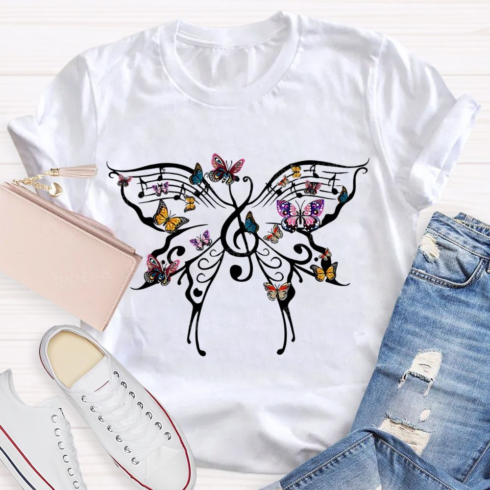 Butterfly Notes Music Teacher T-shirt