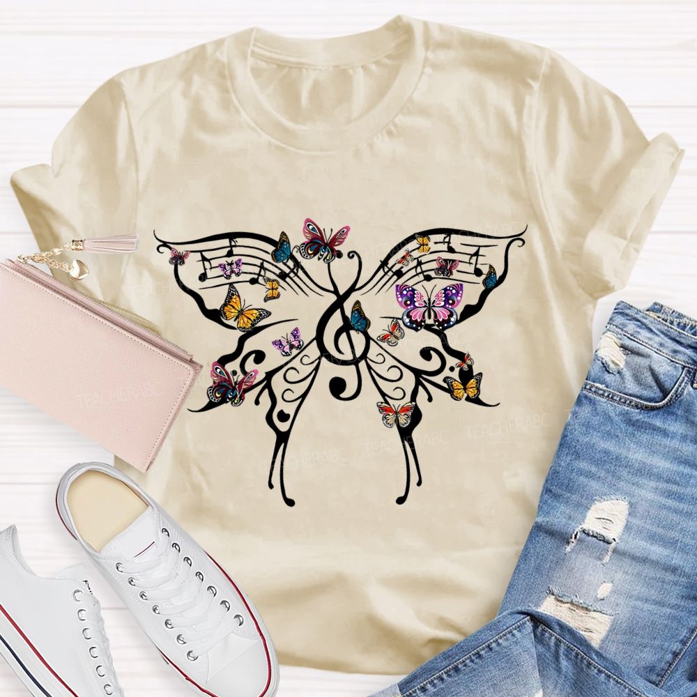Butterfly Notes Music Teacher T-shirt