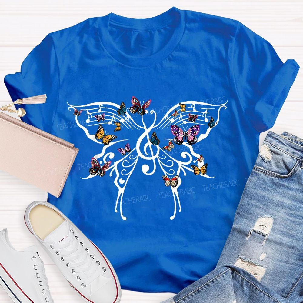 Butterfly Notes Music Teacher T-shirt