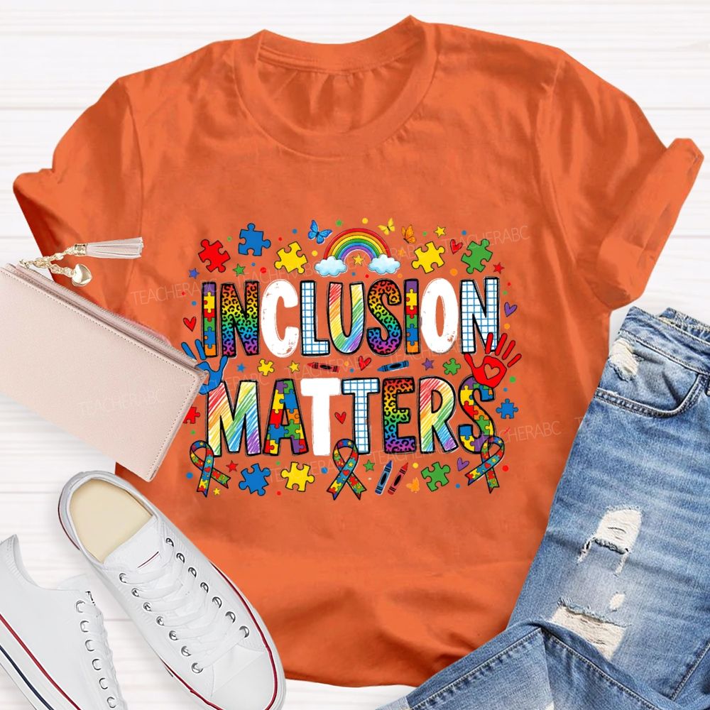Inclusion Matter Rainbow Butterfly Teacher T-Shirt