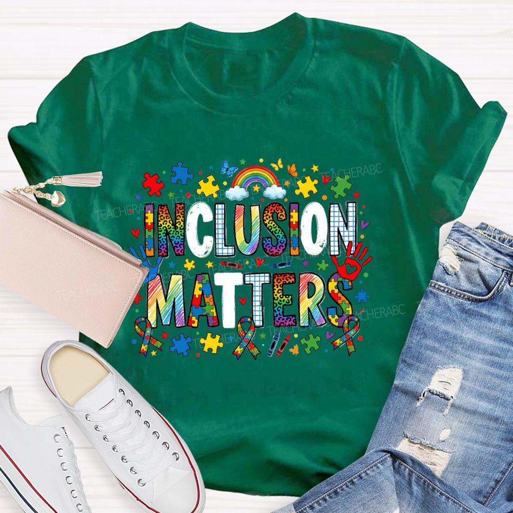 Inclusion Matter Rainbow Butterfly Teacher T-Shirt