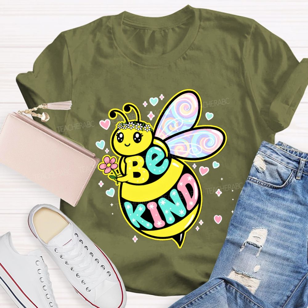 Be Kind Hearts And Bees Teacher T-shirt