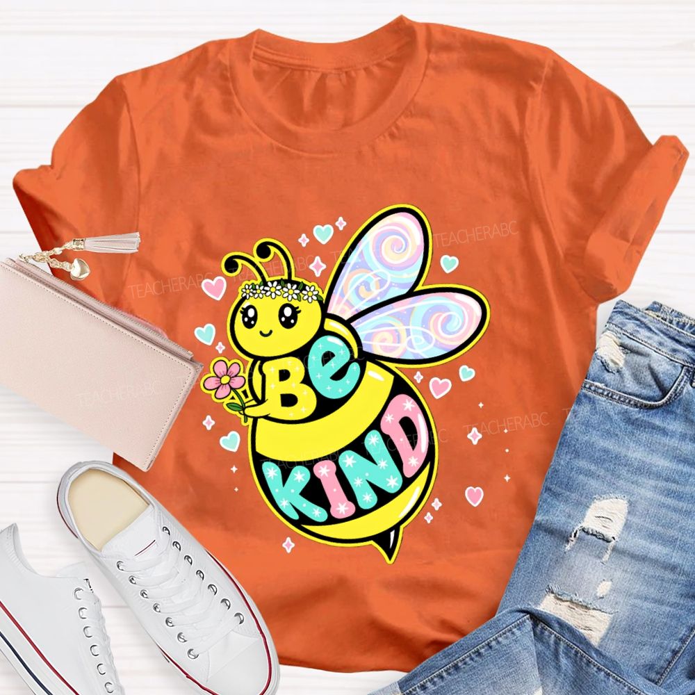 Be Kind Hearts And Bees Teacher T-shirt
