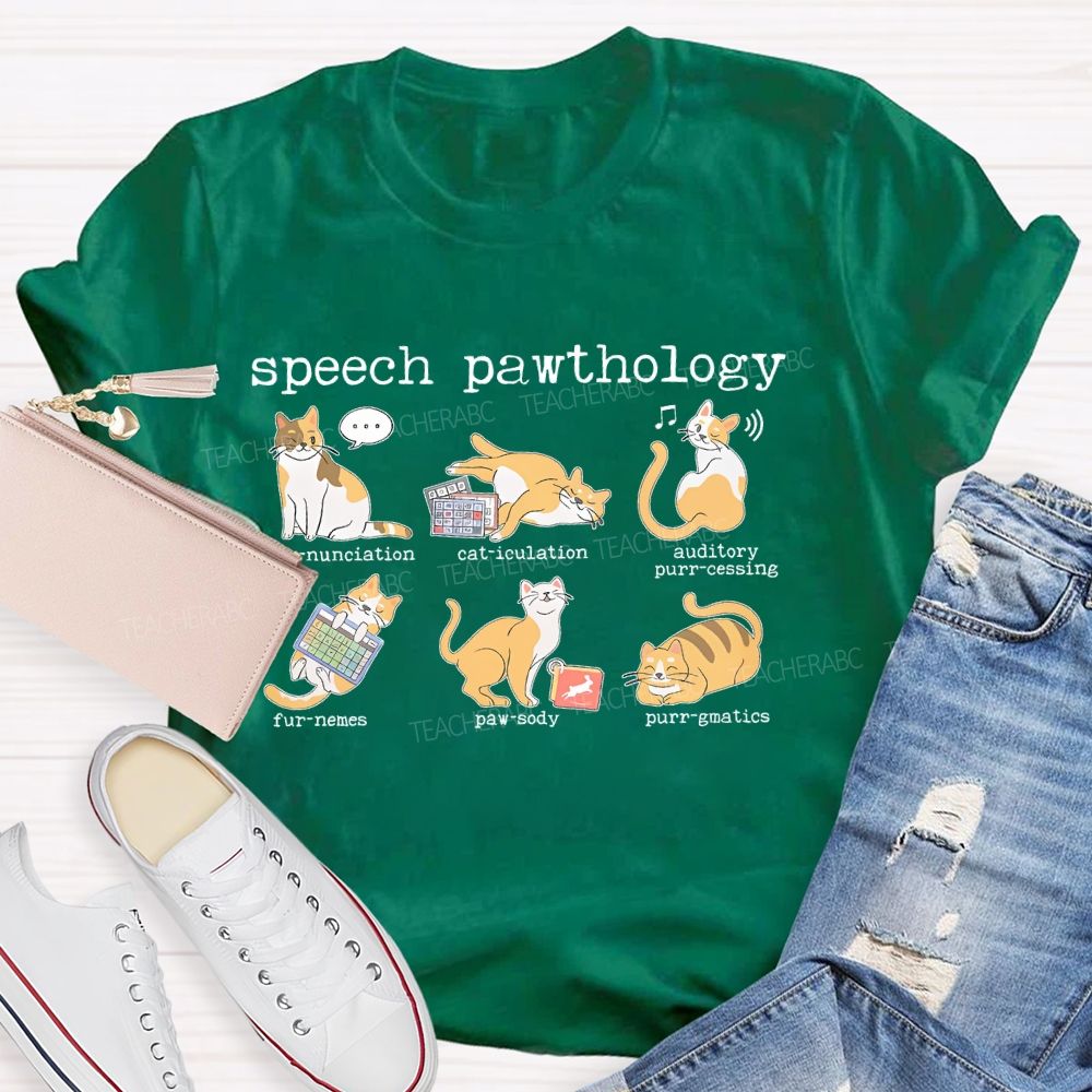 Speech Pawthology Cat   Teacher T-shirt
