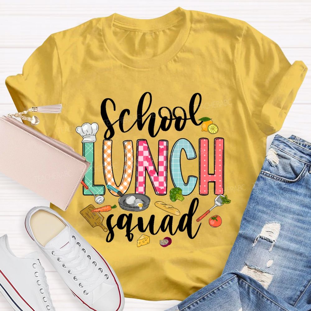 School Lunch Squad  Letters Graphics  Teacher T-shirt
