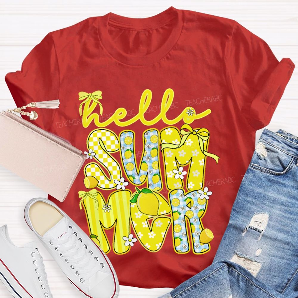 Hello Summer Lemon  Teacher T-shirt